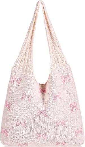 WantGor Crochet Bags, Beach Mesh Tote Bag Womens Shoulder Shopping Handbag Casual Travel Totes Bag Foldable Hobo Bags