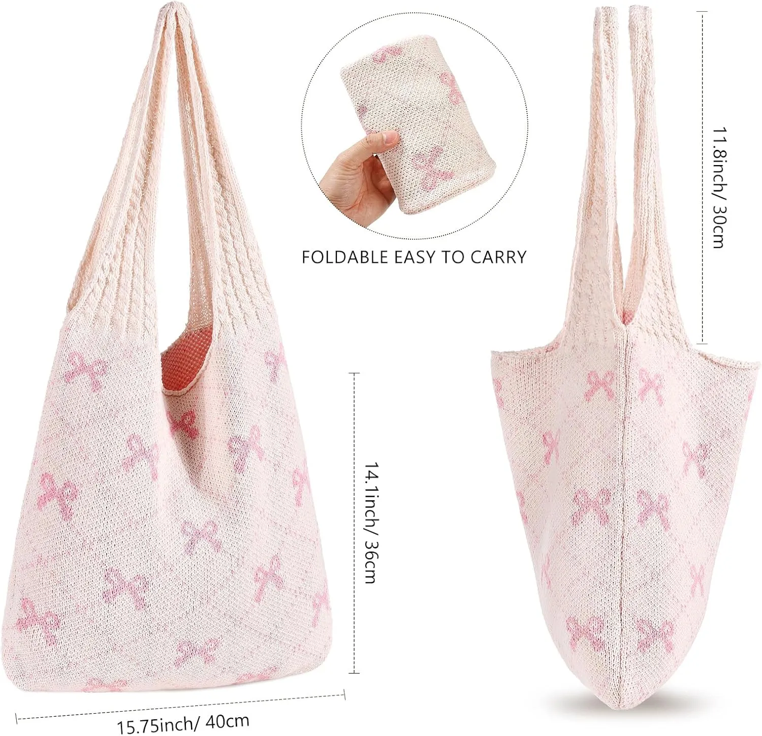 WantGor Crochet Bags, Beach Mesh Tote Bag Womens Shoulder Shopping Handbag Casual Travel Totes Bag Foldable Hobo Bags