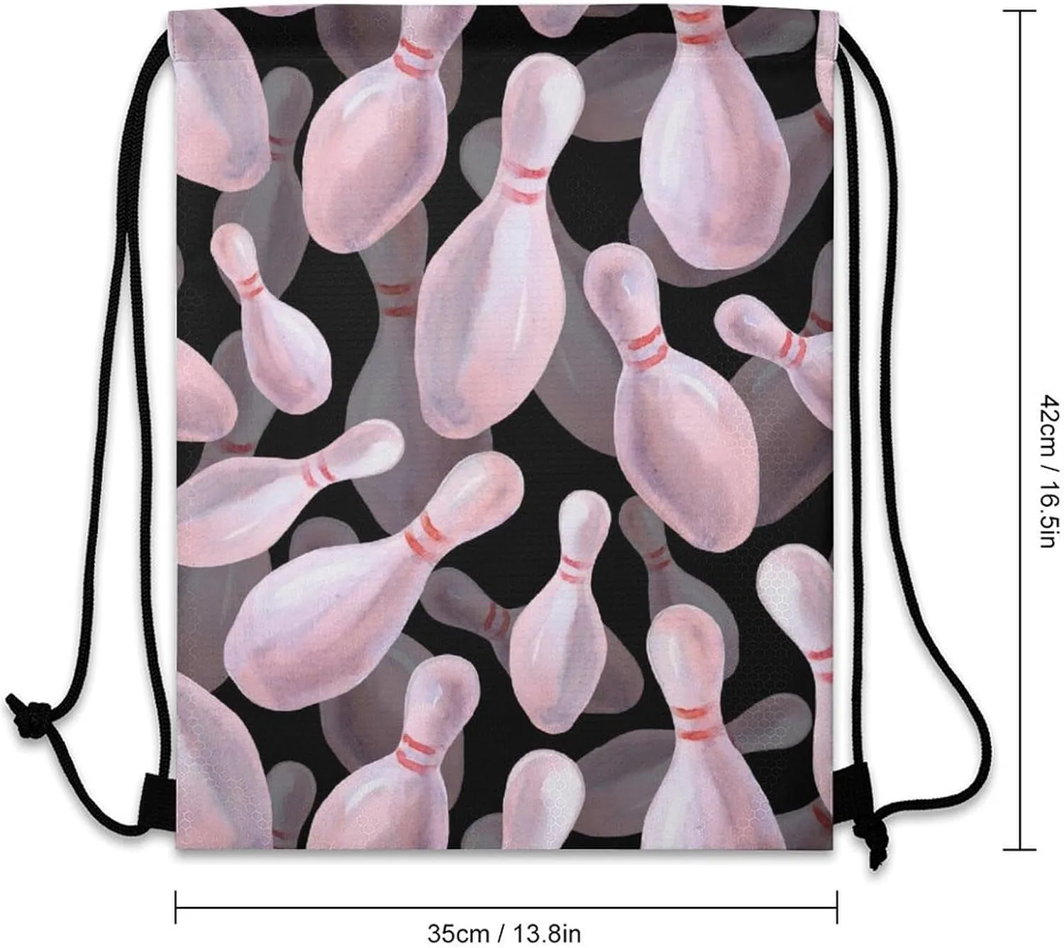 Watercolor Bowling Pins Lightweight Drawstring Backpack - Your Ideal Soccer Bag, Swim Bag And Gym Bag, 35*42cm, Style-12-3