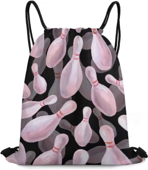 Watercolor Bowling Pins Lightweight Drawstring Backpack - Your Ideal Soccer Bag, Swim Bag And Gym Bag, 35*42cm, Style-12-3