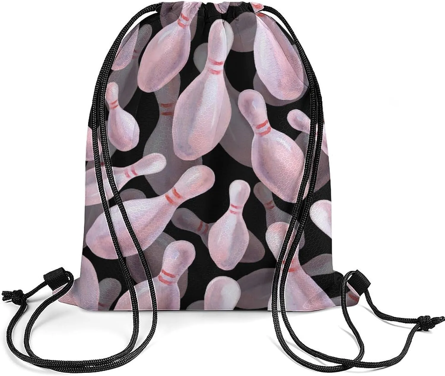 Watercolor Bowling Pins Lightweight Drawstring Backpack - Your Ideal Soccer Bag, Swim Bag And Gym Bag, 35*42cm, Style-12-3
