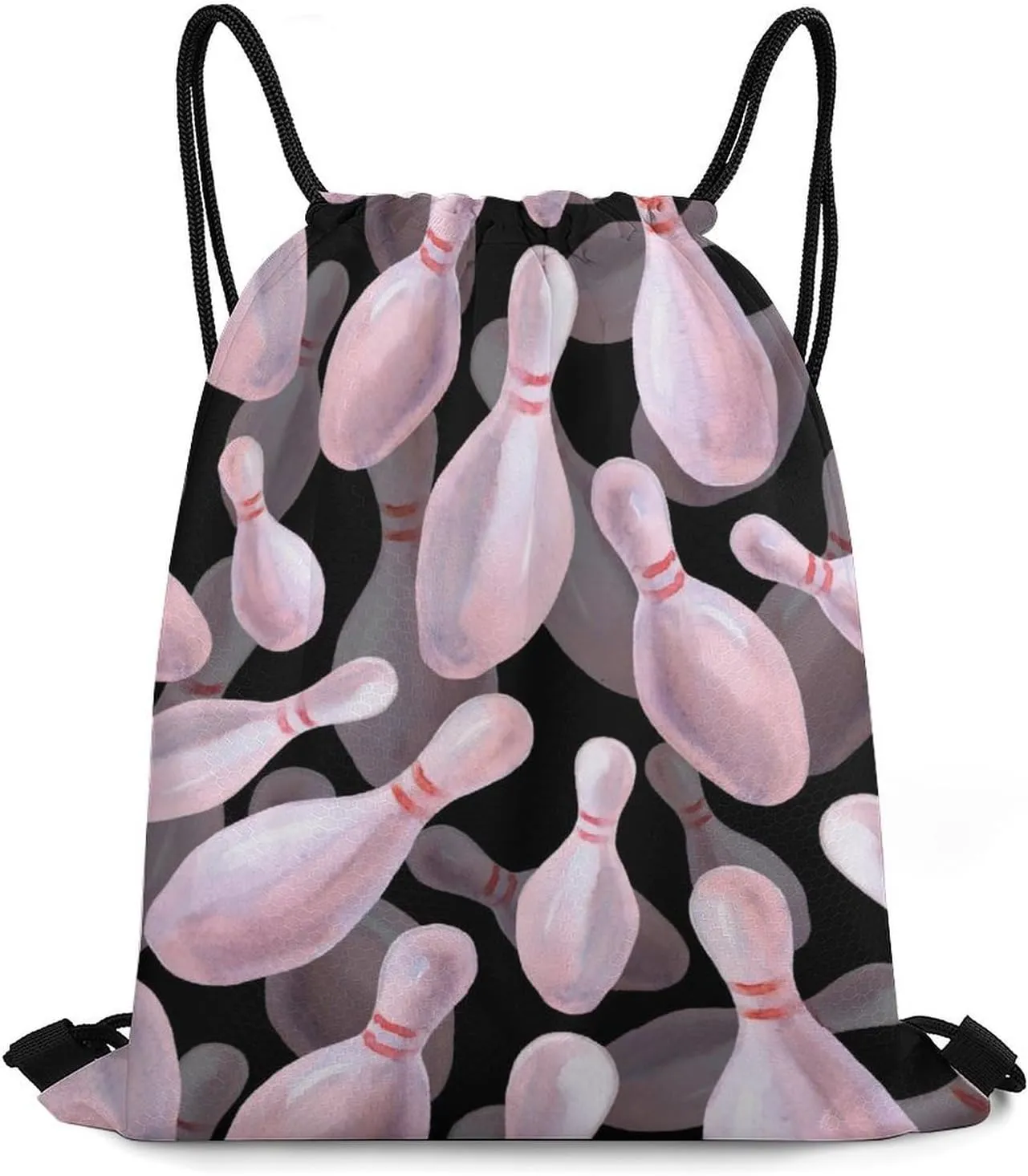 Watercolor Bowling Pins Lightweight Drawstring Backpack - Your Ideal Soccer Bag, Swim Bag And Gym Bag, 35*42cm, Style-12-3
