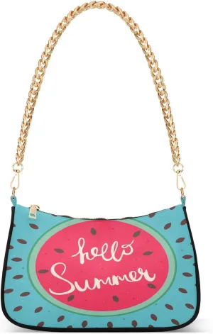 Watermelon Fruits Shoulder Handbags for Women Travel Hobo Tote Handbag Women Gold Chain Shoulder Bags Purse with Zipper Closure