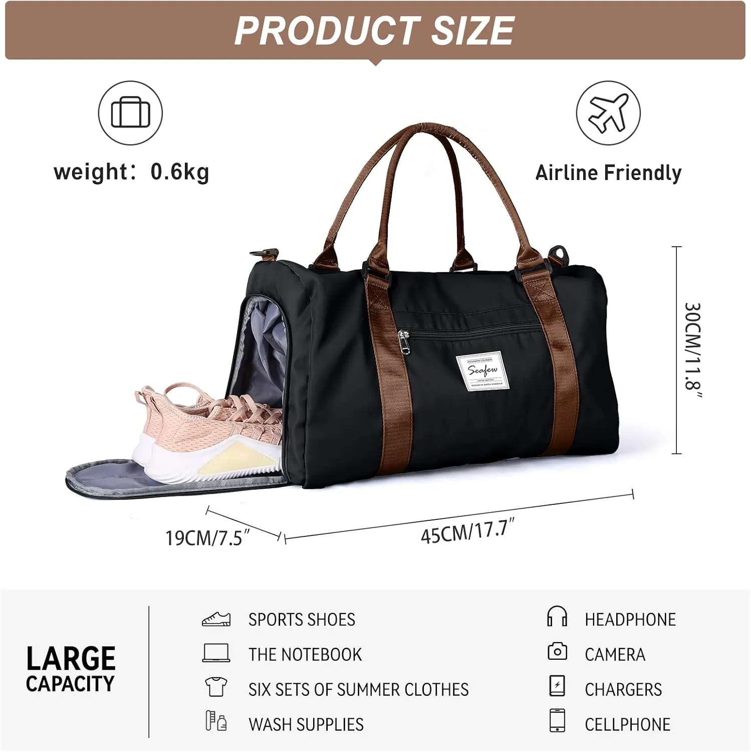 Weekender Duffel Bags for Women Men, Travel Totes Bag for Airplane, Cute Sports Gym Dance Bag Overnight Luggage Bag with Wet Pocket Shoe Compartment, Carry On Hospital Bag for Labor and Delivery