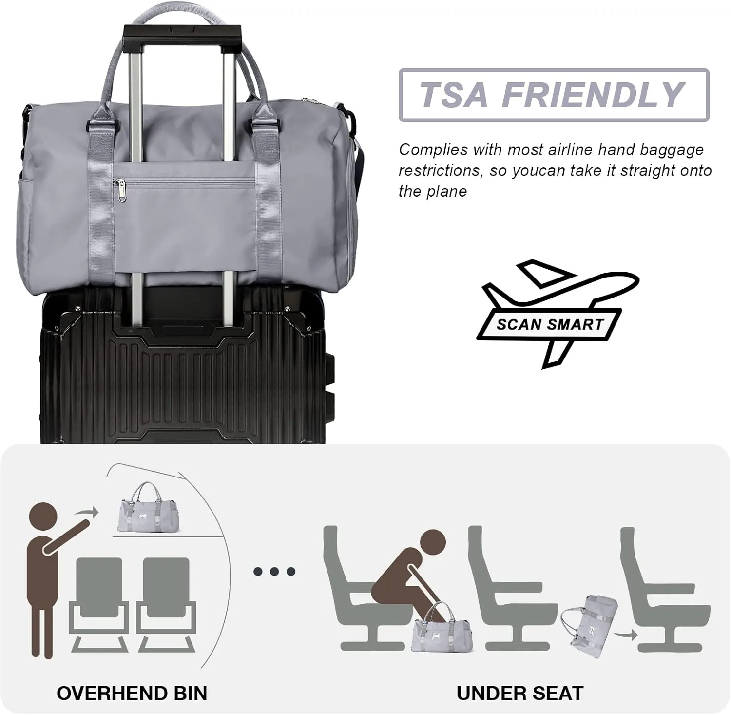 Weekender Duffel Bags for Women Men, Travel Totes Bag for Airplane, Cute Sports Gym Dance Bag Overnight Luggage Bag with Wet Pocket Shoe Compartment, Carry On Hospital for Labor and Delivery