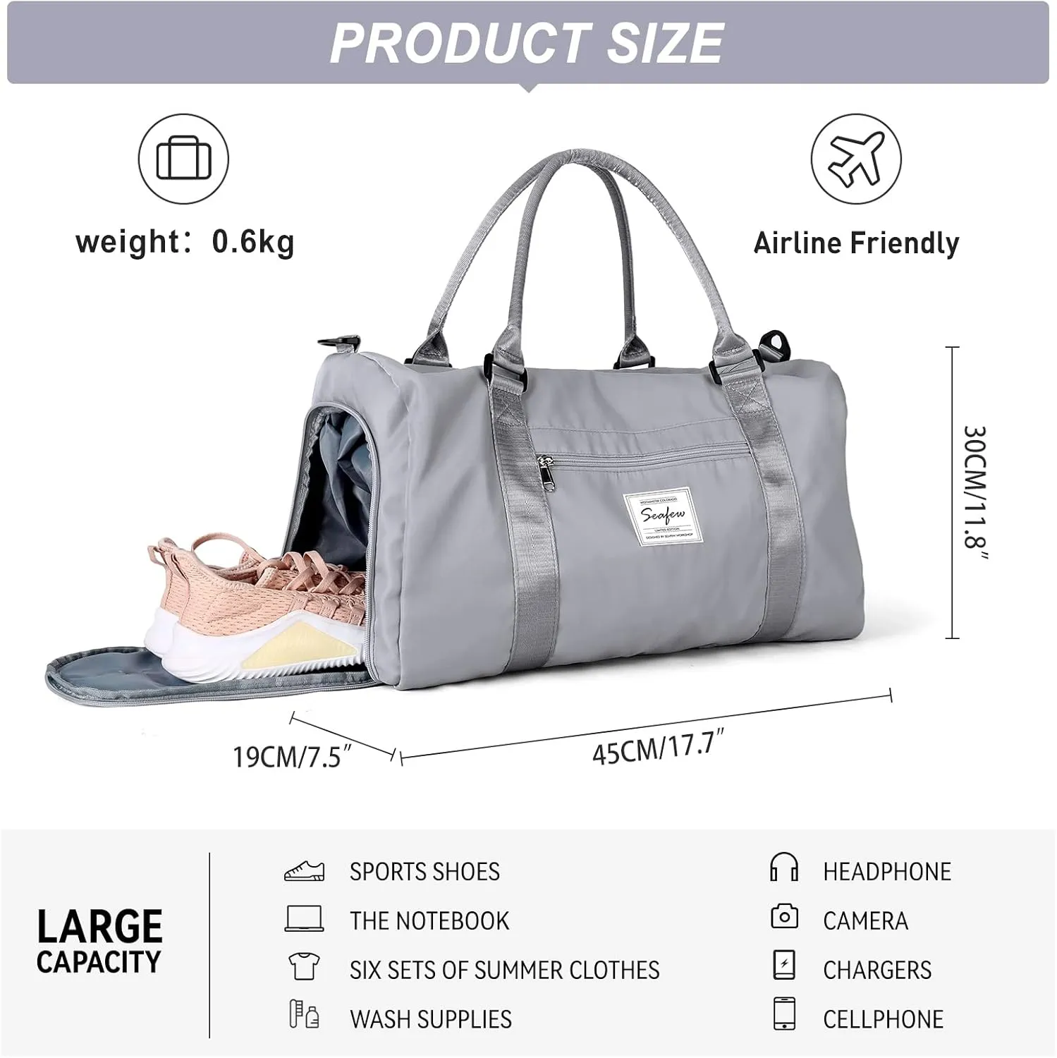 Weekender Duffel Bags for Women Men, Travel Totes Bag for Airplane, Cute Sports Gym Dance Bag Overnight Luggage Bag with Wet Pocket Shoe Compartment, Carry On Hospital for Labor and Delivery