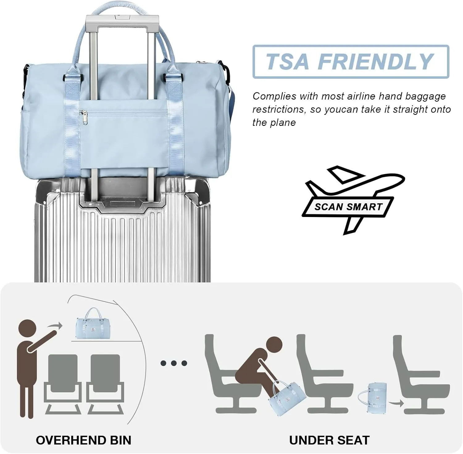 Weekender Duffel Bags for Women Men, Travel Totes Bag for Airplane, Cute Sports Gym Dance Bag Overnight Luggage Bag with Wet Pocket Shoe Compartment
