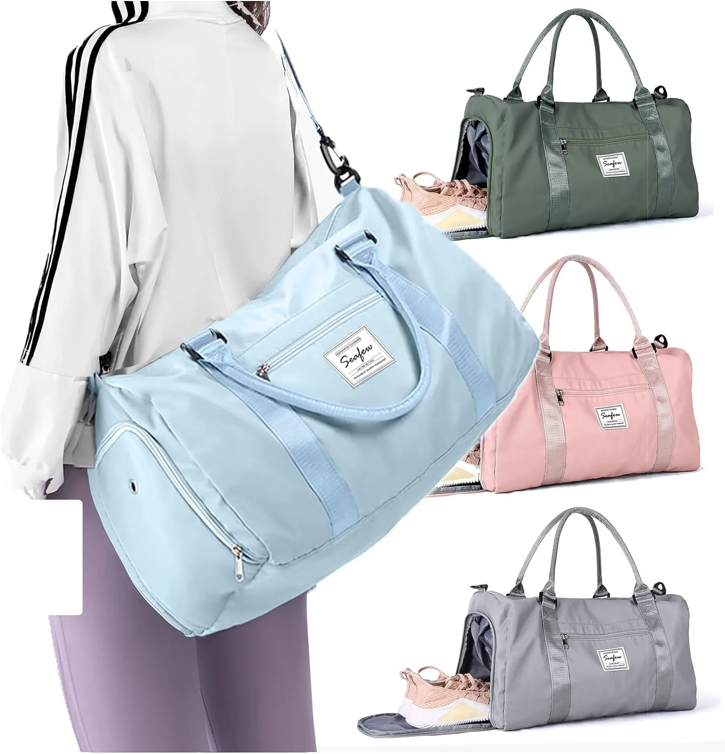 Weekender Duffel Bags for Women Men, Travel Totes Bag for Airplane, Cute Sports Gym Dance Bag Overnight Luggage Bag with Wet Pocket Shoe Compartment