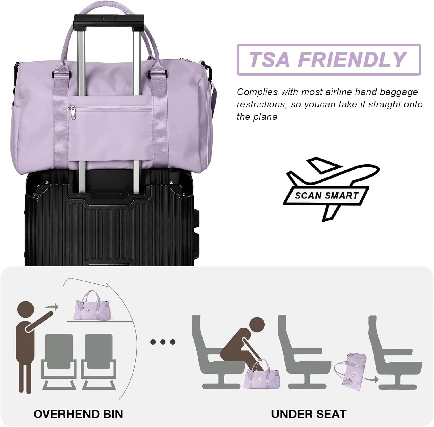 Weekender Duffel Bags for Women Men, Travel Totes Bag for Airplane, Cute Sports Gym Dance Overnight Luggage Bag with Wet Pocket Shoe Compartment, Carry On Hospital Bag for Labor and Delivery