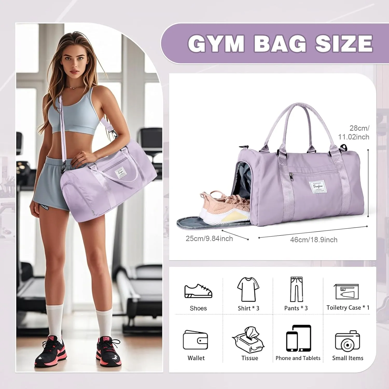 Weekender Duffel Bags for Women Men, Travel Totes Bag for Airplane, Cute Sports Gym Dance Overnight Luggage Bag with Wet Pocket Shoe Compartment, Carry On Hospital Bag for Labor and Delivery