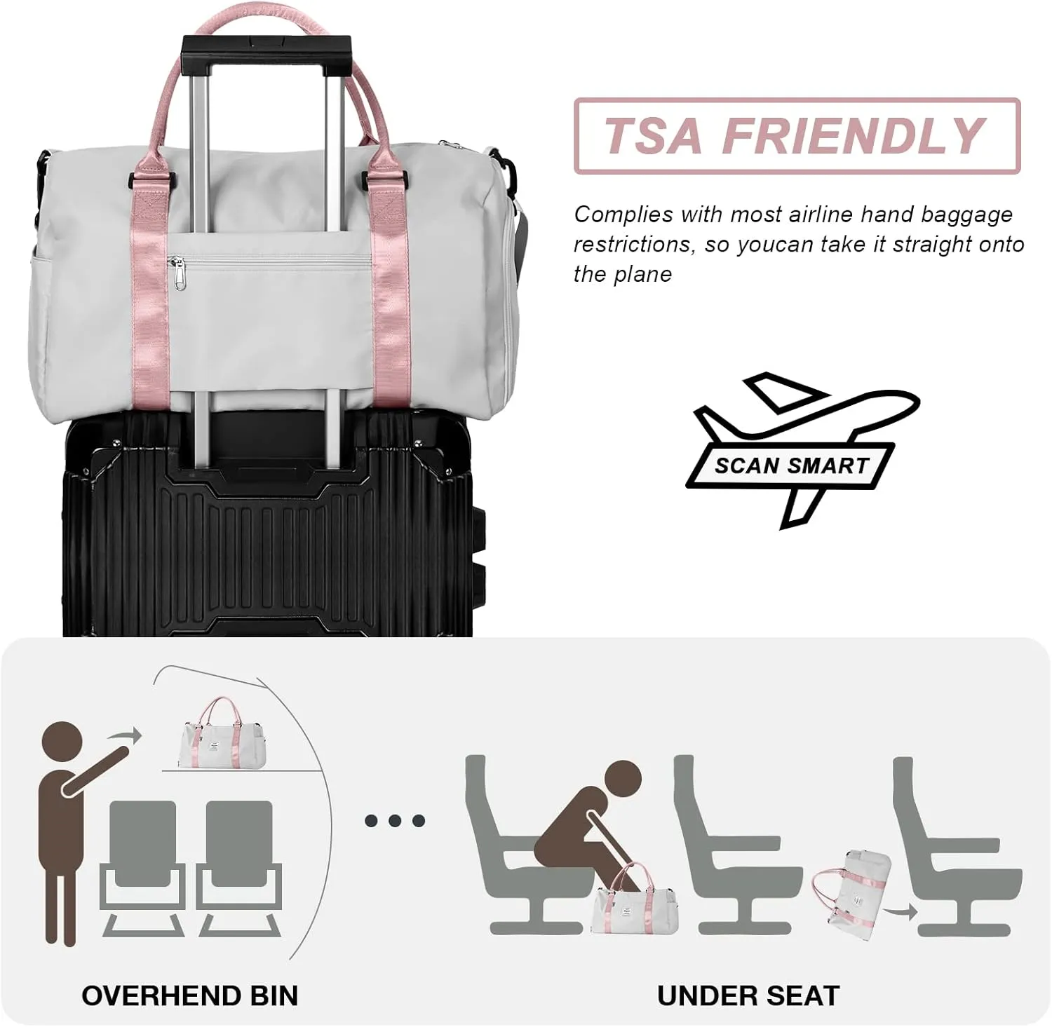 Weekender Duffel Bags for Women, Travel Totes Bag for Airplane, Cute Sports Gym Dance Bag Overnight Luggage Bag with Wet Pocket Shoe Compartment, Carry On Hospital Bag for Labor and Delivery