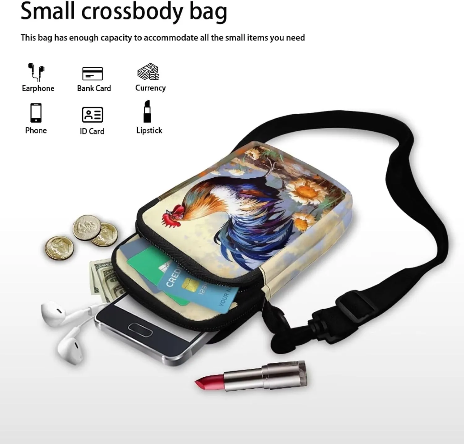 WELLFLYHOM Cell Phone Purse Women Crossbody Bag Canvas Messenger Pouch Travel Wallet