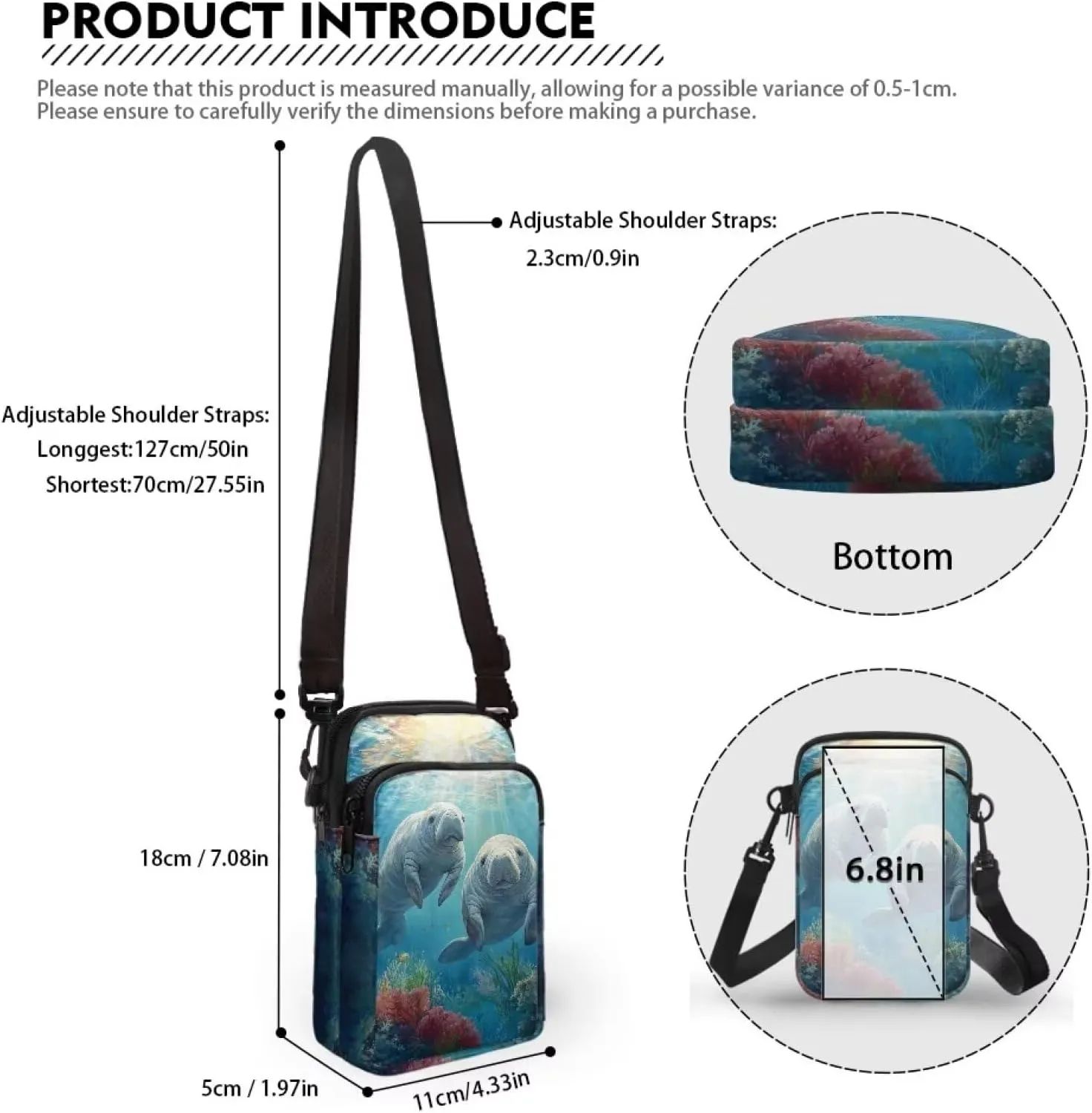 WELLFLYHOM Cell Phone Purse Women Crossbody Bag Canvas Messenger Pouch Travel Wallet