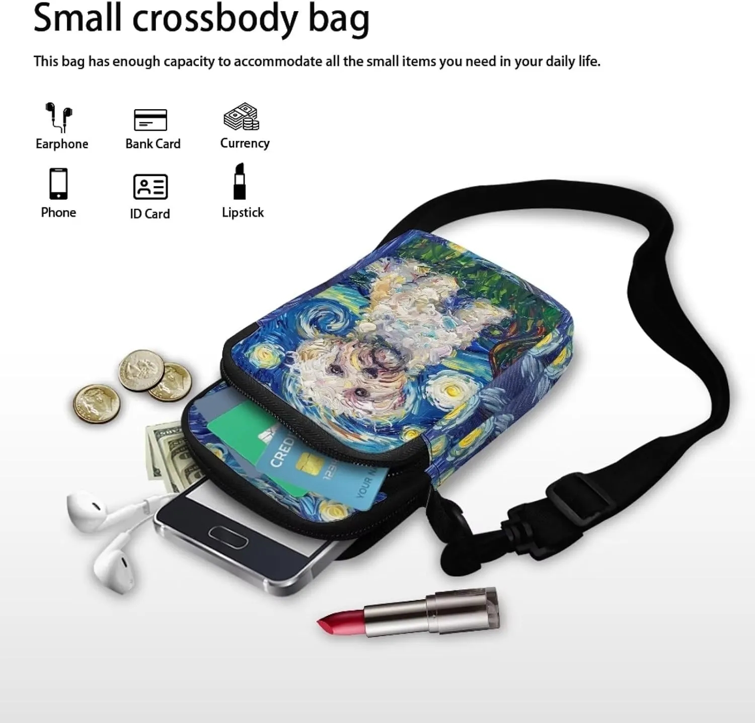 WELLFLYHOM Small Crossbody Bag for Women Phone Purse Messenger Pouch Mini Shoulder Handbag