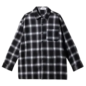 Wiaofellas Color Block Plaid Patchwork Long Sleeve Shirts for Men and Women Lapel Baggy Y2k Camisas Ropa Hombre Oversized Checkered Tops