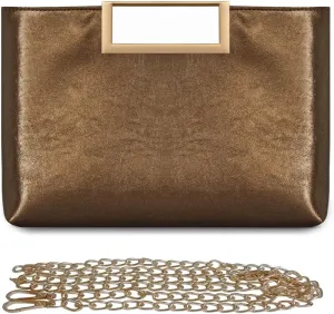 Women Clutch Purse PU Leather Chain Crossbody Bags Shiny Oversize Clutches Female Handbag Purses