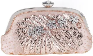 Women Fashion Clutch Purse Sequin Evening Bags Ladies Rhinestone Wedding Party Clutch Handbag Chain Shoulder Bags(E)