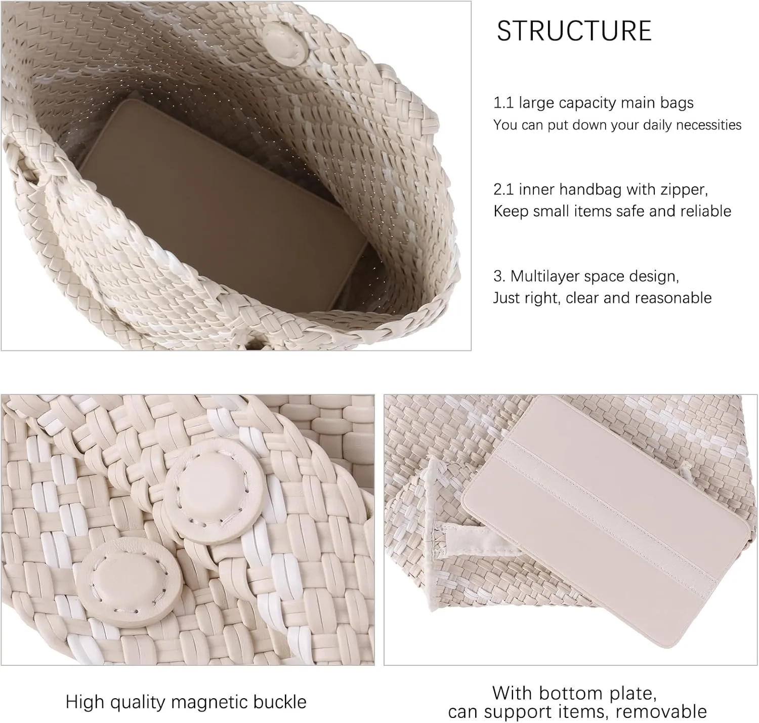 Woven Handbag for Women Top Handle Shoulder Bag Vegan Leather Shopper Bag Large Travel Totes Summer Beach Tote Bags