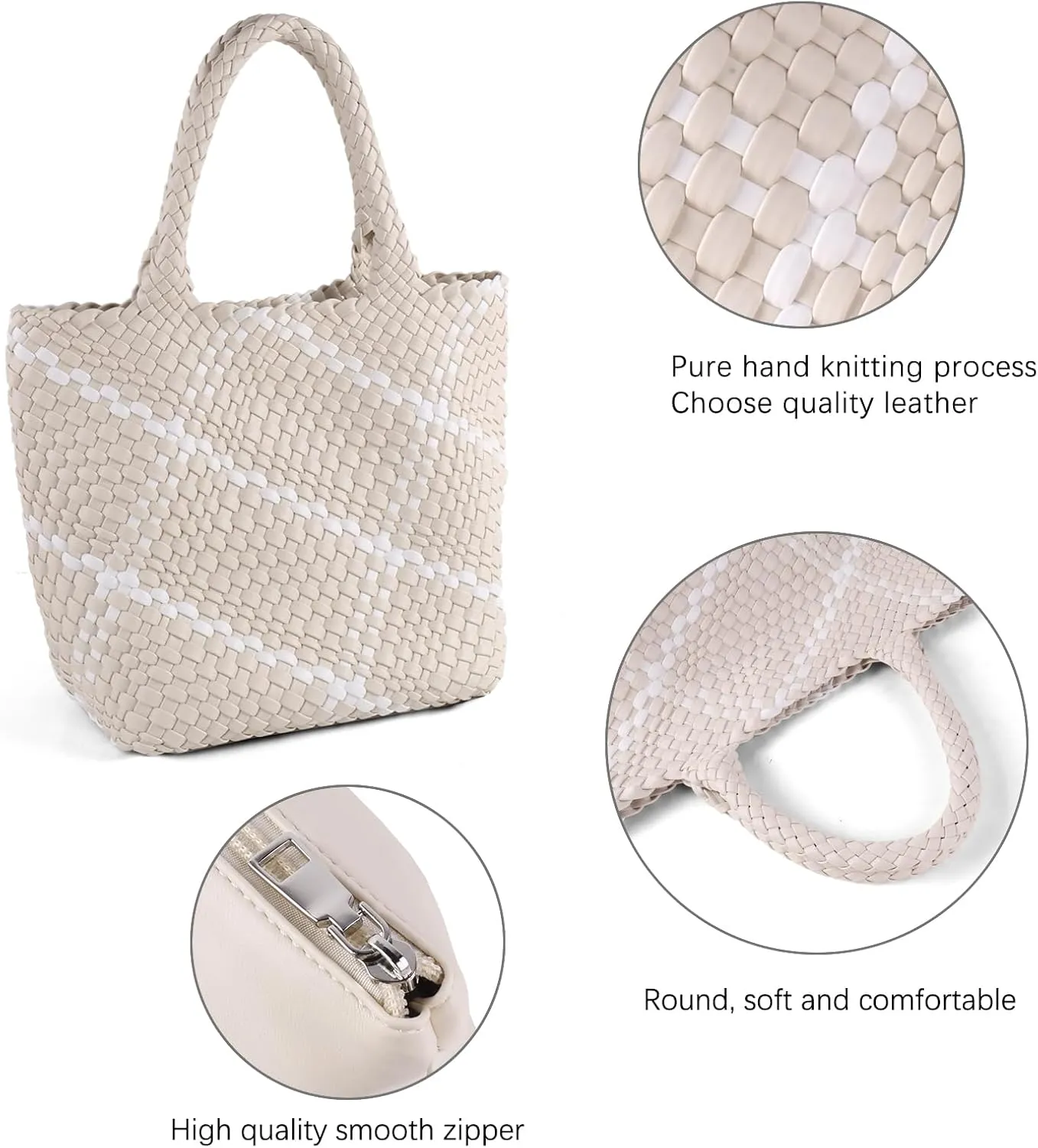 Woven Handbag for Women Top Handle Shoulder Bag Vegan Leather Shopper Bag Large Travel Totes Summer Beach Tote Bags