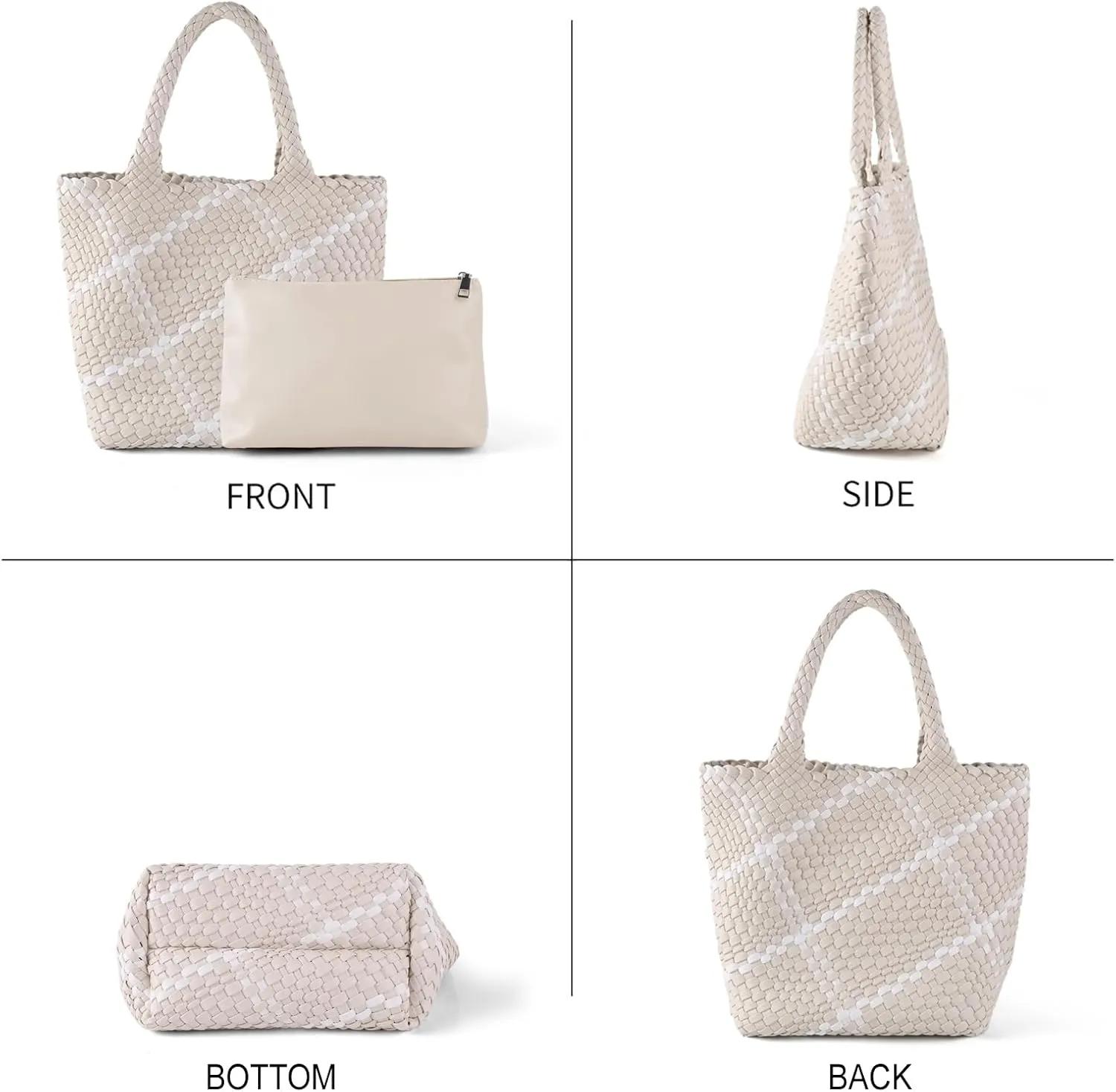 Woven Handbag for Women Top Handle Shoulder Bag Vegan Leather Shopper Bag Large Travel Totes Summer Beach Tote Bags
